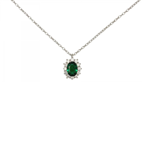 Collana argento modello Kate con zircone smeraldo